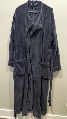 David Archy Daniel Buchler Soft Plush Waist Tie Robe in Blue Gray Size XL